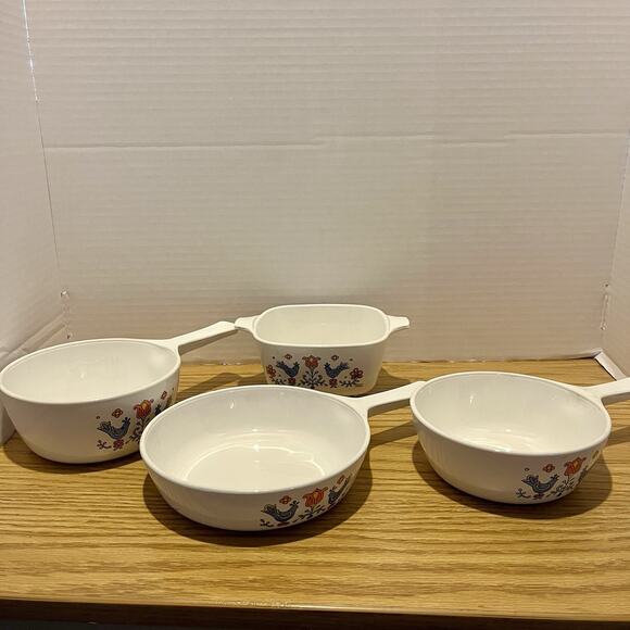 Corningware Other - Corning Ware Country Festival Bluebird Pattern Casserole Sauce Dishes Set Of 4